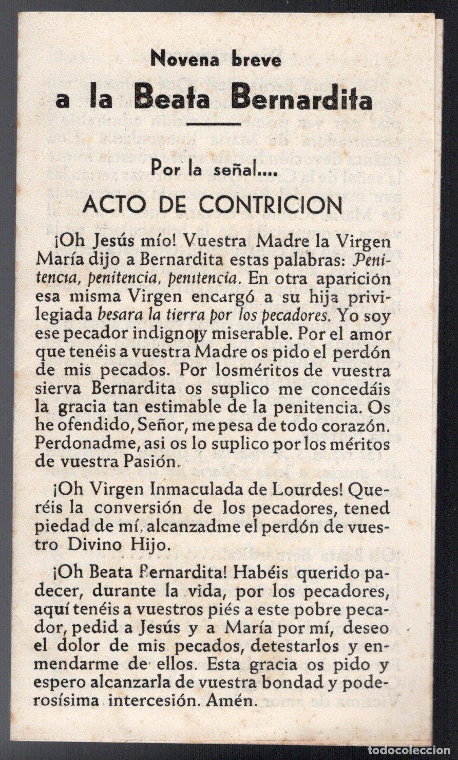 Sammelleidenschaft Andere Papierartikel: NOVENA BREVE A LA BEATA BERNARDITA - 1926