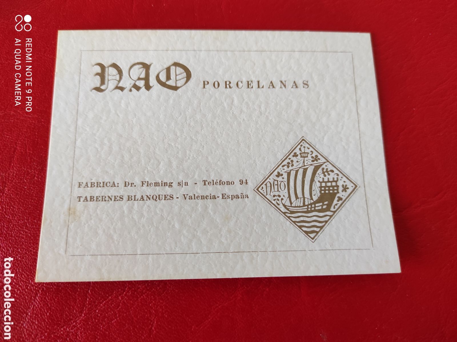 Otros Art&iacute;culos de Coleccionismo en Papel: Antigua tarjeta de visita, NAO PORCELANAS
