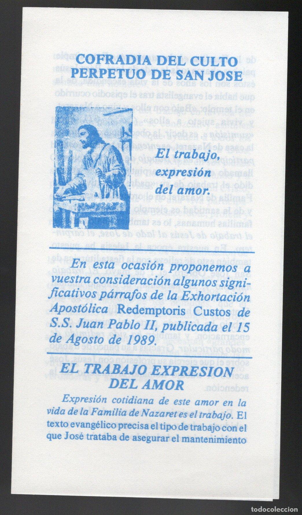 Sammelleidenschaft Andere Papierartikel: COFRAD&Iacute;A DEL CULTO PERPETUO DE SAN JOS&Eacute; - 1989