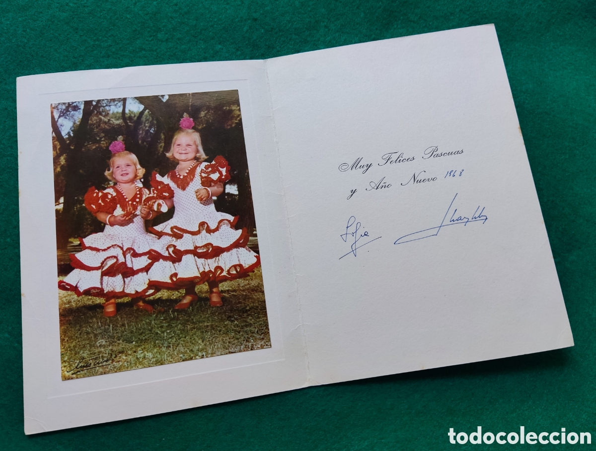 Otros Art&iacute;culos de Coleccionismo en Papel: ESPA&Ntilde;A CASA REAL INFANTAS ELENA Y CRISTINA BORB&Oacute;N FELICITACI&Oacute;N NAVIDE&Ntilde;A 1968