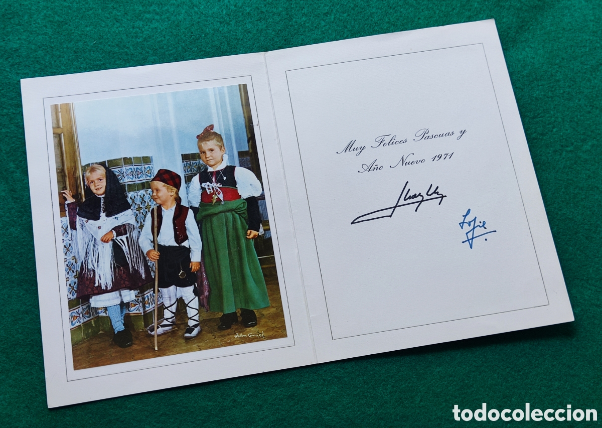 Otros Art&iacute;culos de Coleccionismo en Papel: ESPA&Ntilde;A CASA REAL INFANTAS Y PR&Iacute;NCIPE BORB&Oacute;N FELICITACI&Oacute;N NAVIDE&Ntilde;A 1971