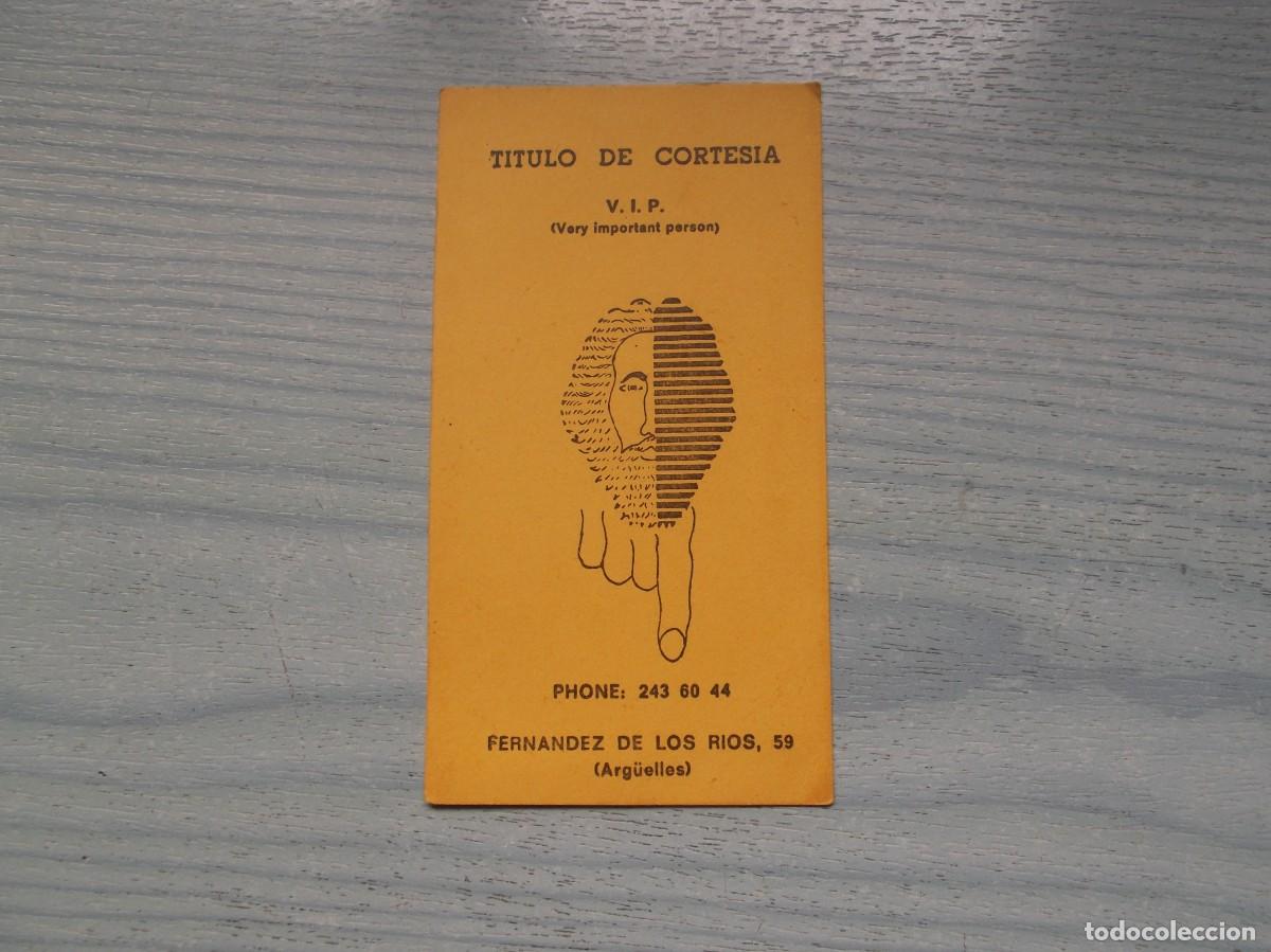 Otros art&iacute;culos de coleccionismo en papel: Antigua tarjeta pase VIP .IMPERATOR.-ARGUELLES MADRID
