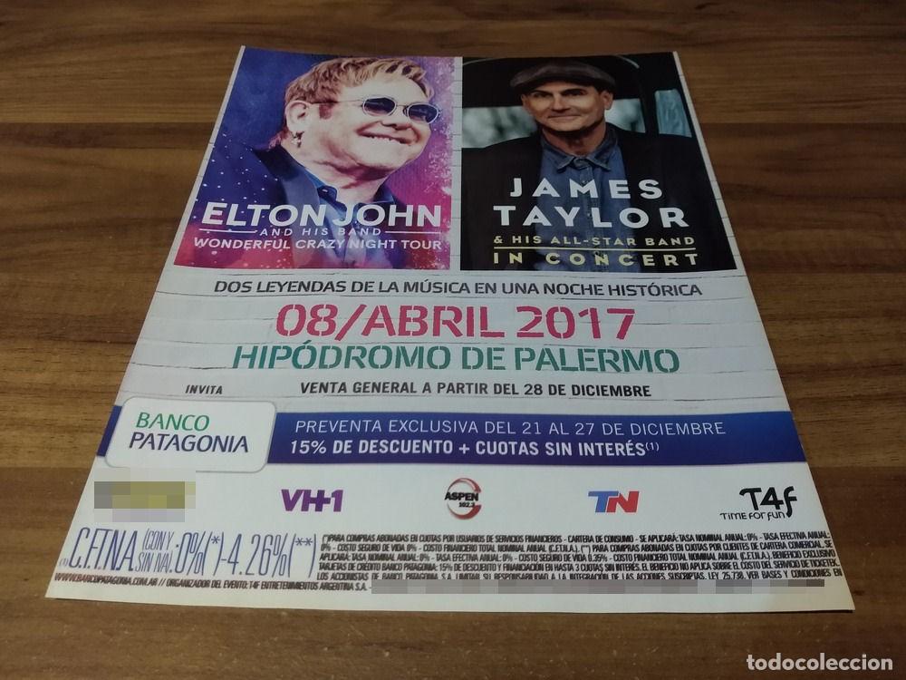 Otros Art&iacute;culos de Coleccionismo en Papel: (PD755) Publicidad Clipping Elton John & James Taylor * 2016
