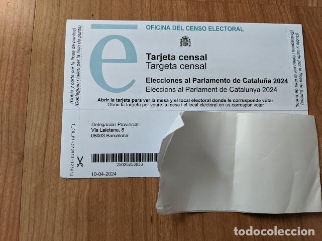 Otros Art&iacute;culos de Coleccionismo en Papel: TARJETA CENSAL ELECCIONES AL PARLAMENTO DE CATALU&Ntilde;A 2024