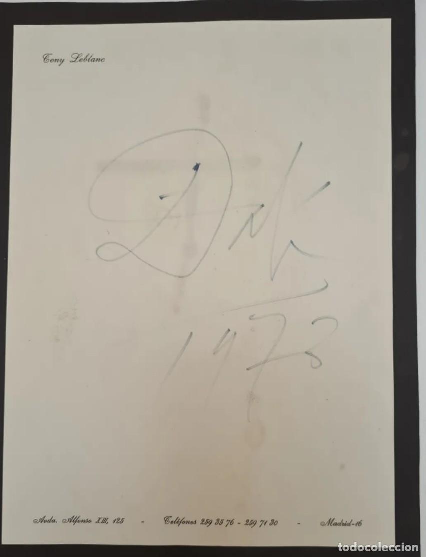 Otros art&iacute;culos de coleccionismo en papel: Dal&iacute;, firma aut&eacute;ntica para Tony Leblanc en el a&ntilde;o 1973