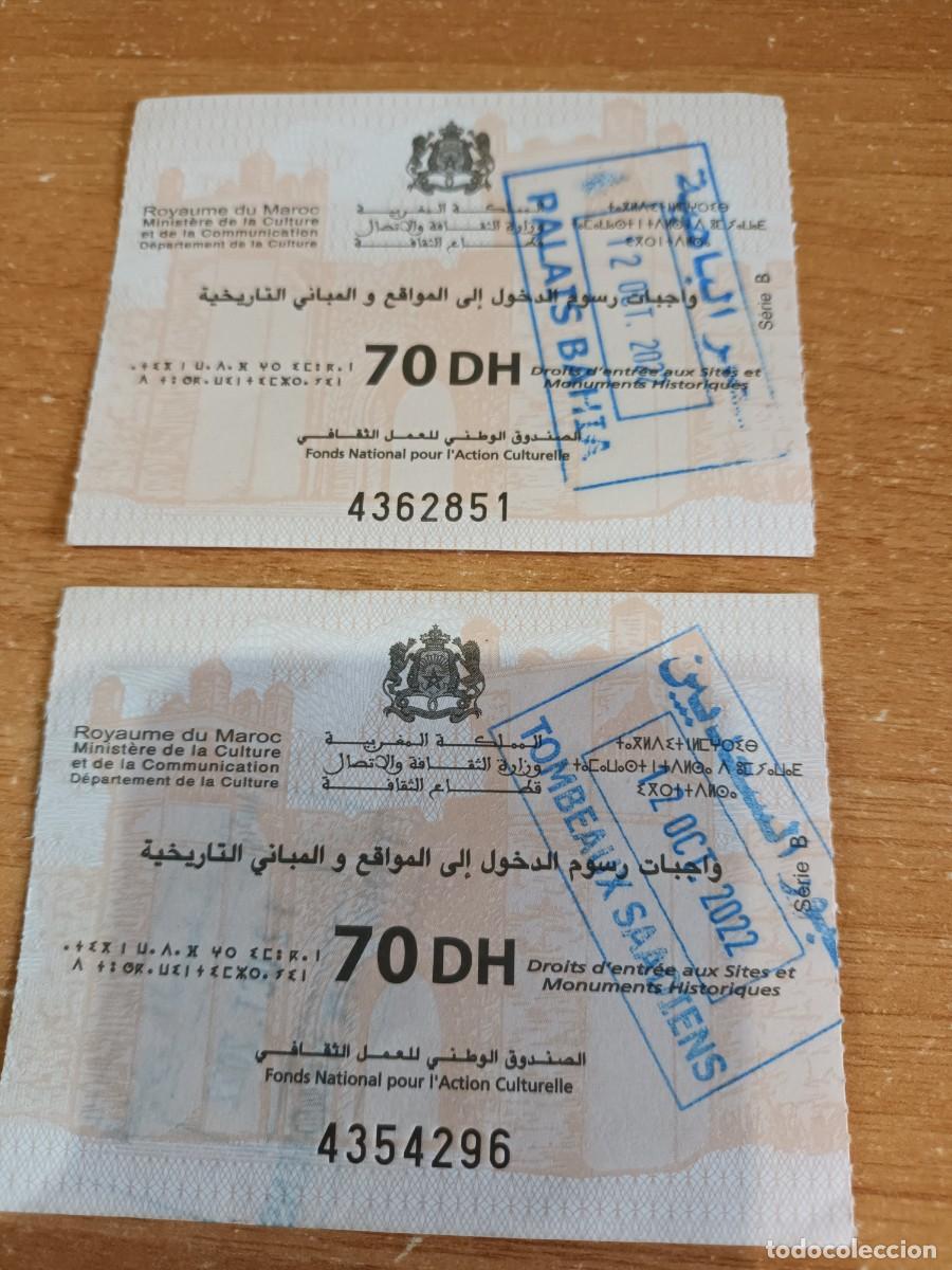 Collectionnisme Papier divers: Lote 2 entradas Marrakech. Palais Bahia y Tombeuaux Saadiens.