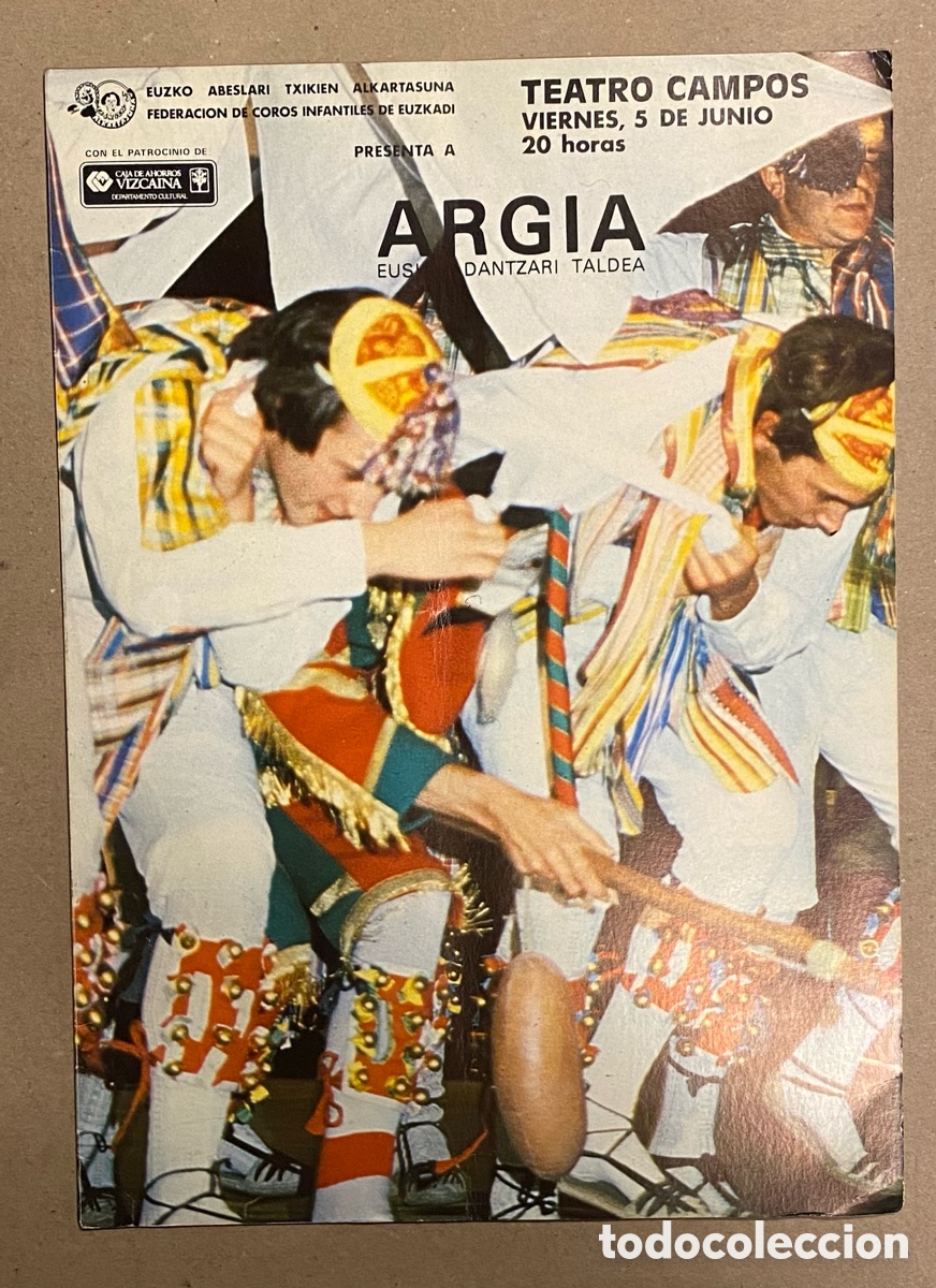 Collectionnisme Papier divers: FEDERACI&Oacute;N DE COROS INFANTILES DE EUZKADI PRESENTA A ARGIA EUSKAL DANTZARI TALDEA BILBAO