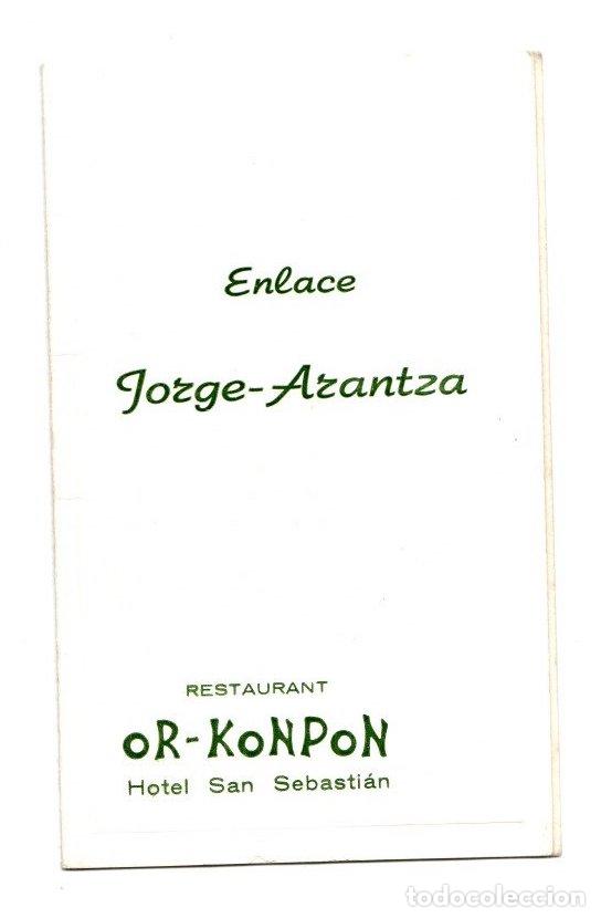 Otros art&iacute;culos de coleccionismo en papel: TARJETON MENU ENLACE HOTEL SAN SEBASTIAN RESTAURANTE OP-KONPON, 17 MARZO DE 1973
