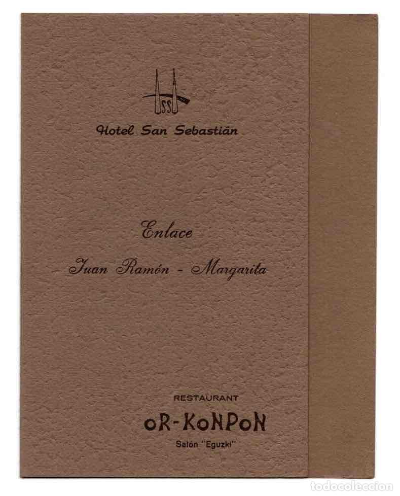 Otros art&iacute;culos de coleccionismo en papel: TARJETON MENU ENLACE HOTEL SAN SEBASTIAN RESTAURANTE OP-KONPON, 28 SEPTIEMBRE DE 1974