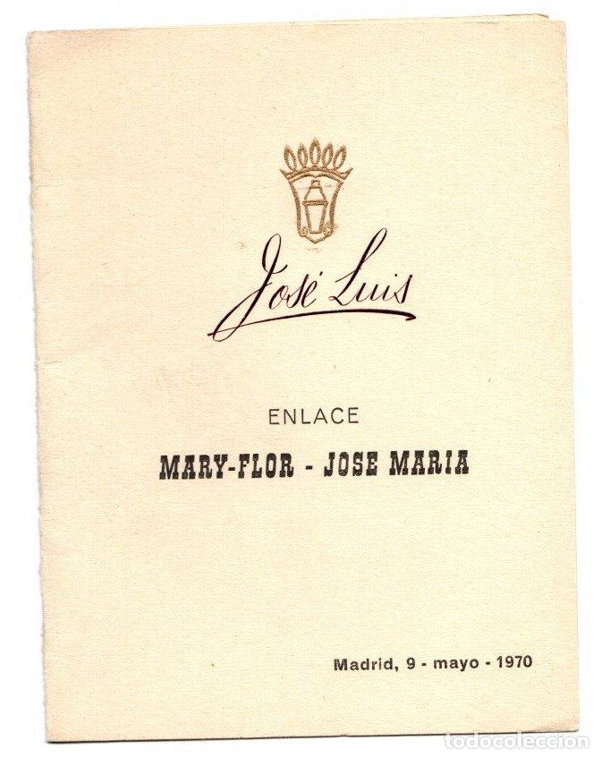 Otros art&iacute;culos de coleccionismo en papel: TARJETON MENU ENLACE RESTAURANTE JOSE LUIS, MADRID 9 MAYO DE 1970