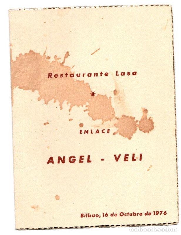 Otros art&iacute;culos de coleccionismo en papel: TARJETON MENU ENLACE RESTAURANTE LASA BILBAO, 16 OCTUBRE DE 1976