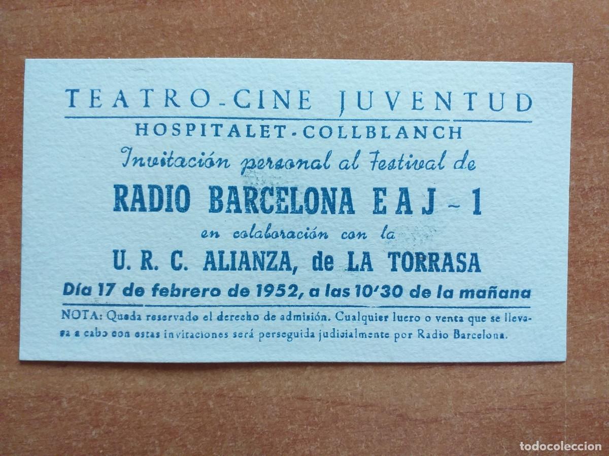 Otros Art&iacute;culos de Coleccionismo en Papel: 1952 - INVITACI&Oacute;N PERSONAL AL FESTIVAL DE RADIO BARCELONA