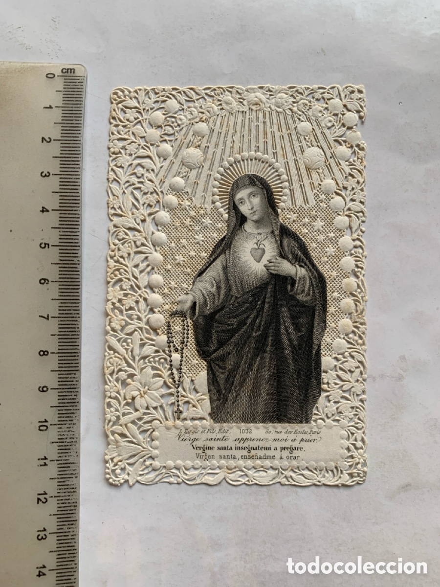 Otros Art&iacute;culos de Coleccionismo en Papel: ESTAMPA CALADA Y TROQUELADA. VIRGEN SANTA ENSE&Ntilde;ADME A ORAR. L. TURGIS ET FILS, EDIT. PARIS.