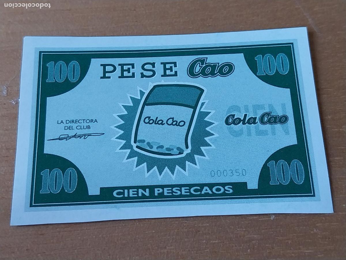 Otros art&iacute;culos de coleccionismo en papel: COLA CAO PESECAOS 100 BILLETE PROMOCIONAL ,**, CHOCOLATE 5,2 X 3,5CM PUBLICIDAD ORIGINAL