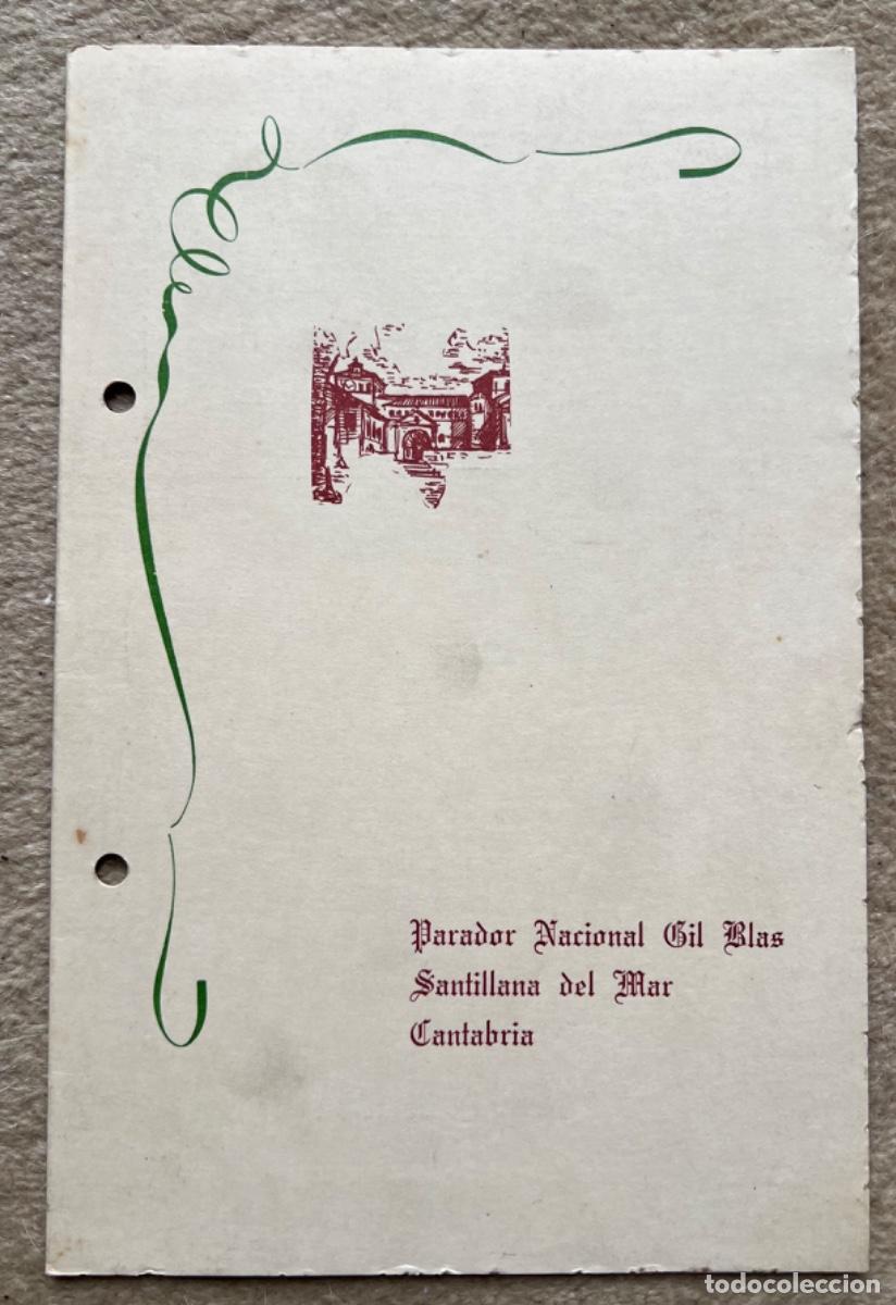 Otros art&iacute;culos de coleccionismo en papel: Men&uacute; Almuerzo ofrecido por los Reyes a las autoridades de Cantabria (2 Julio 1984) Parador Gil Blas