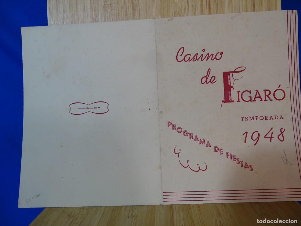 Otros art&iacute;culos de coleccionismo en papel: D&Iacute;PTICO.PROGRAMA DE FIESTAS. CASINO DE FIGAR&Oacute;. TEMPORADA 1948. 12X16 CM.