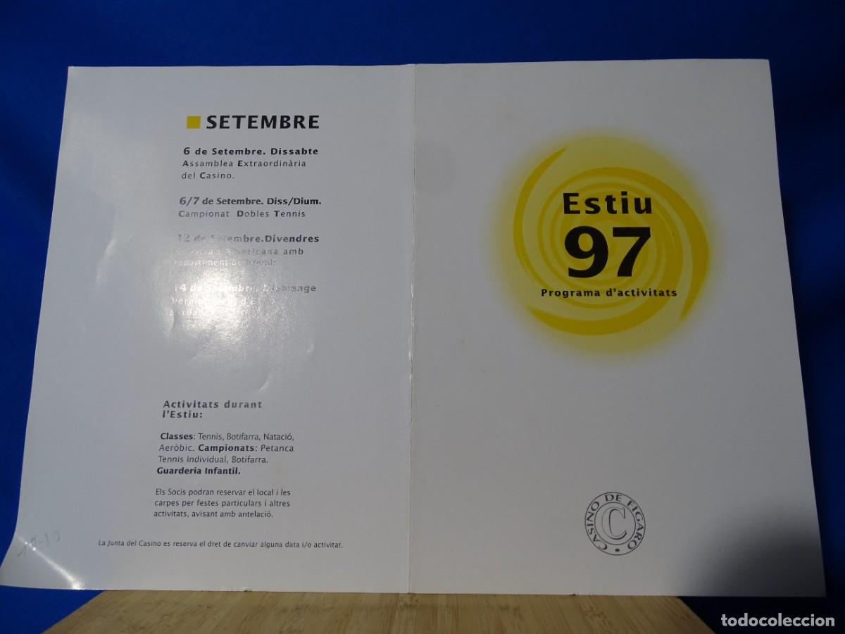 Otros art&iacute;culos de coleccionismo en papel: D&Iacute;PTICO FOLLETO PROGRAMA D'ACTIVITATS ESTIU 97. CASINO FIGAR&Oacute;. 15X21CM