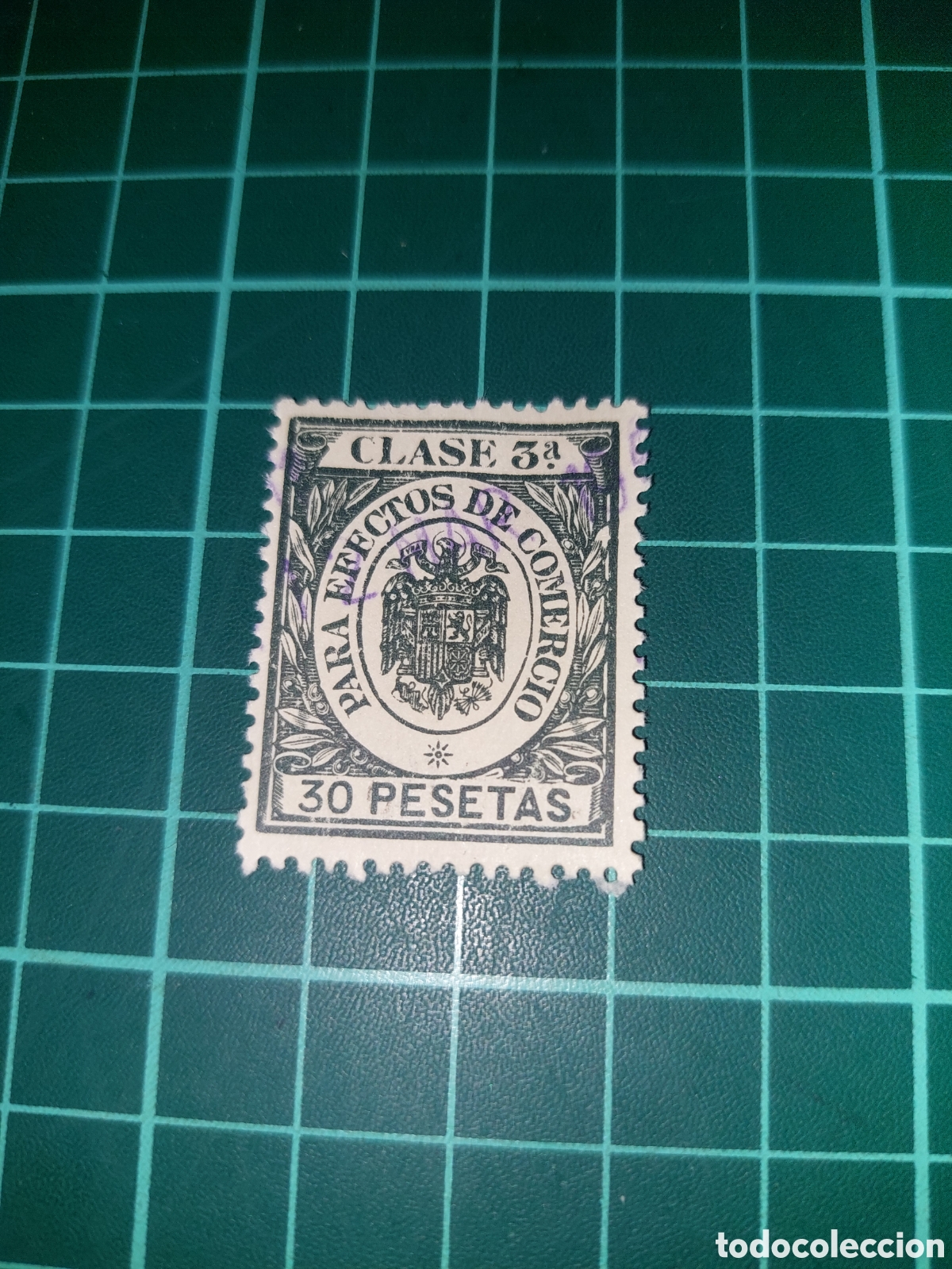 Collectionnisme Papier divers: Sin usar p&oacute;liza para comercio bancos clase 3 30 pesetas Espa&ntilde;a sello aguila