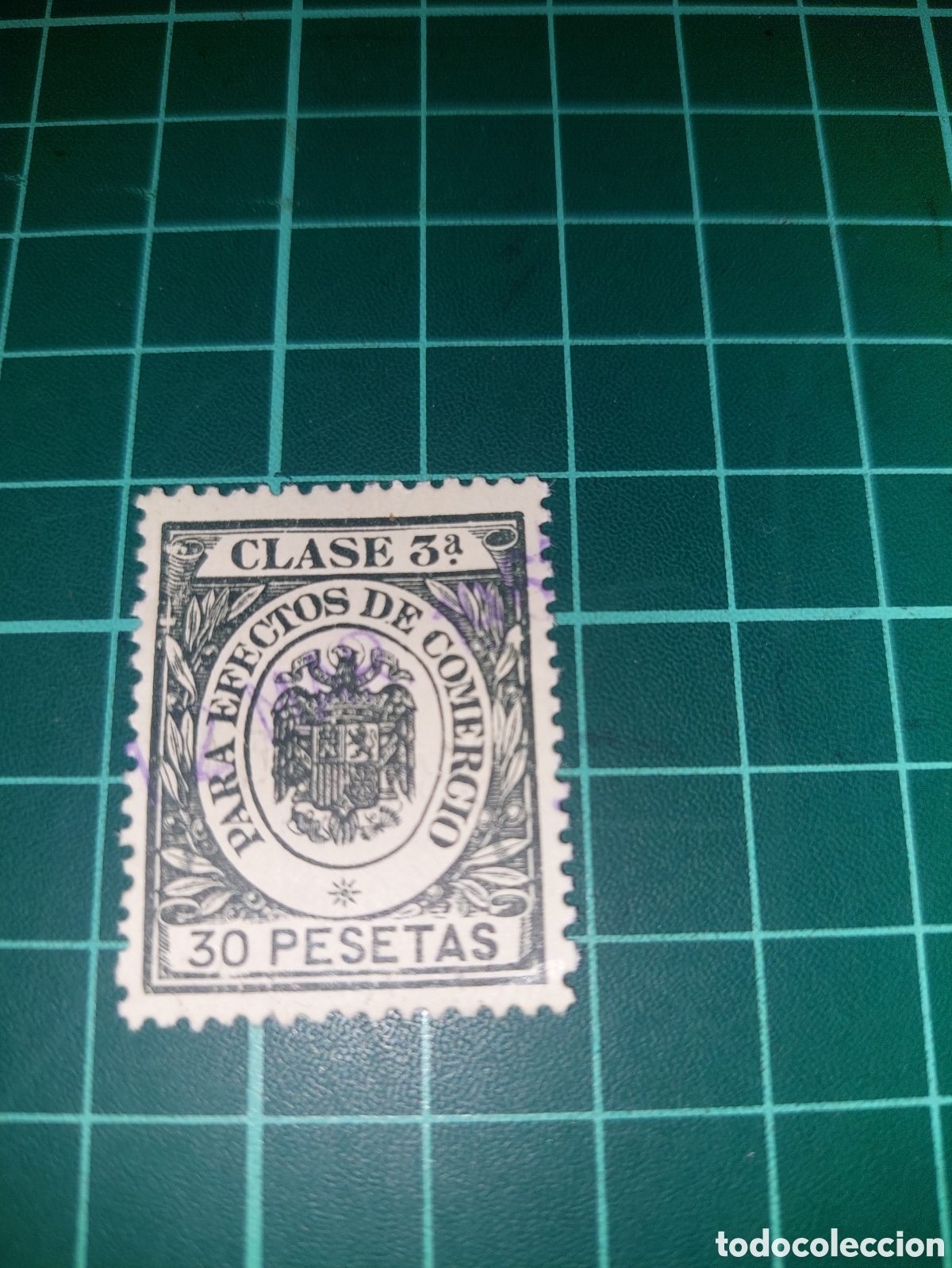 Collectionnisme Papier divers: Poliza fiscal para efectos comercio clase 3 30 pesetas usados