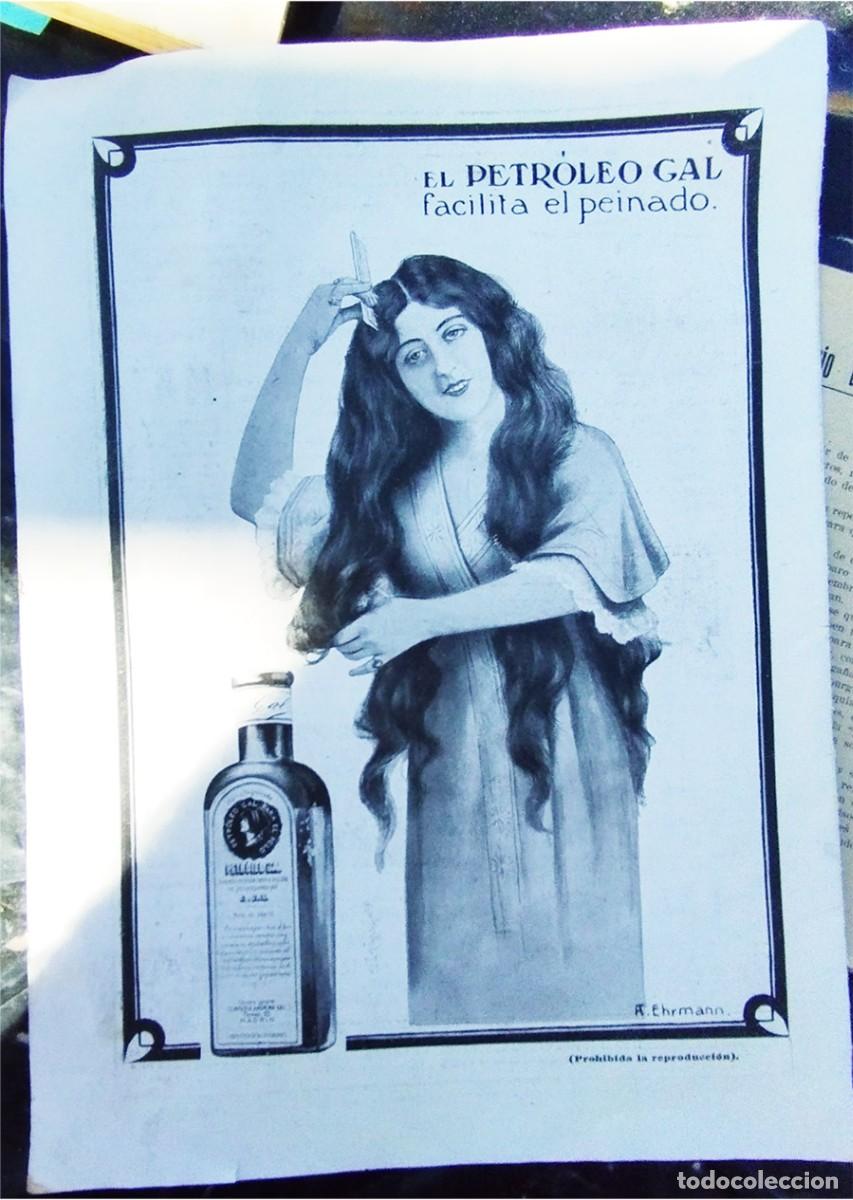 Collectionnisme Papier divers: EL PETROLEO GAL FACILITA EL PEINADO A. EHRMANN RECORTE ABRIL 1912 UNA HOJA