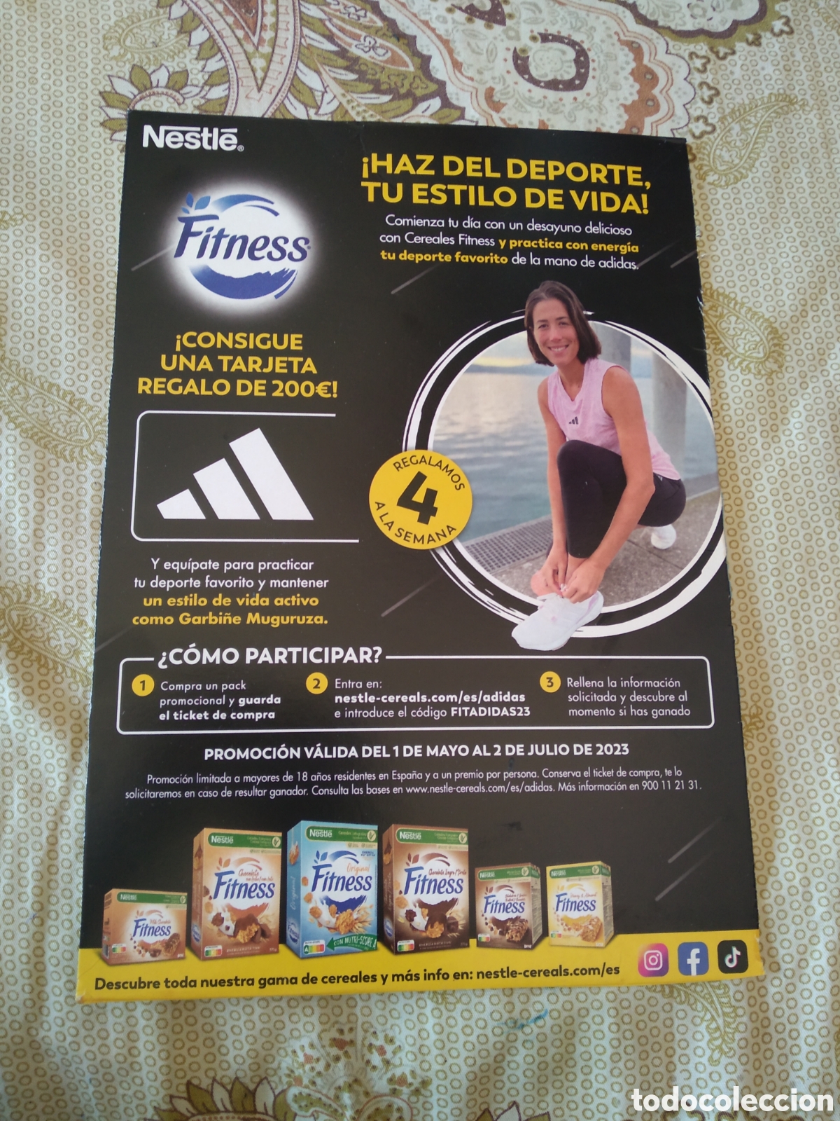 Otros art&iacute;culos de coleccionismo en papel: CART&Oacute;N PUBLICIDAD FITNESS CEREALES NESTLE ADIDAS GARBI&Ntilde;E MUGURUZA TENIS