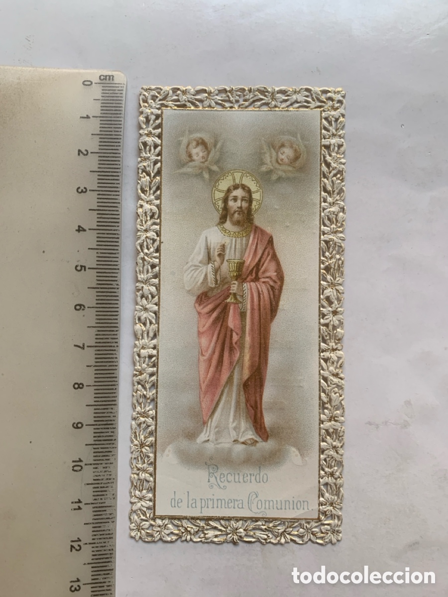 Sammelleidenschaft Andere Papierartikel: ESTAMPA TROQUELADA Y CALADA. RECUERDO 1&ordf; COMUNION. PALMA DE MALLORCA. 14 ABRIL 1901.