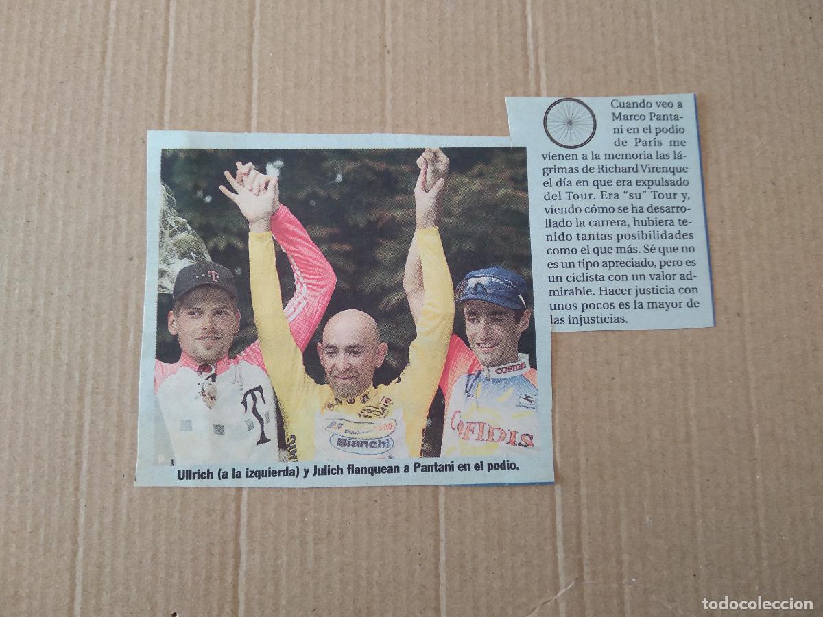 Otros Art&iacute;culos de Coleccionismo en Papel: ANTIGUO RECORTE DIARIO PERIODICO ULLRICH PANTANI JULICH CICLISMO MIDE 14,3CM X 10,7CM