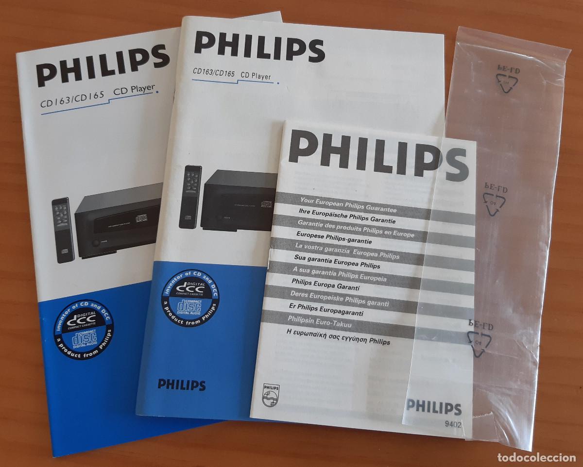 Otros art&iacute;culos de coleccionismo en papel: PHILIPS - INSTRUCCIONES, MANUAL Y GARANT&Iacute;A CD/163/CD165 CD PLAYER - PERFECTO ESTADO