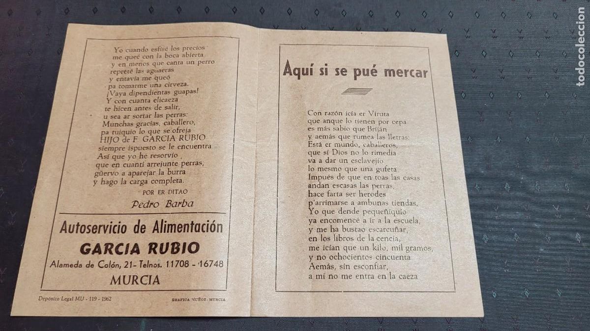 Outros artigos de papel: ANTIGUO BANDO PANOCHO HUERTA MURCIA PUBLICIDAD GARCIA RUBIO BARRIO DEL CARMEN PEDRO BARBA 1962