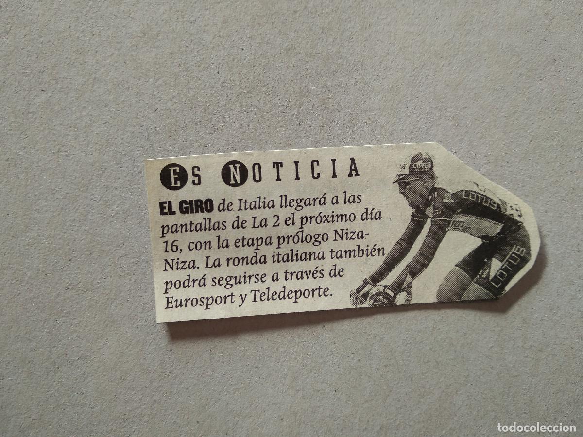 Otros Art&iacute;culos de Coleccionismo en Papel: ANTIGUO RECORTE DIARIO PERIODICO CICLISMO GIRO DE ITALIA MIDE 7,7CM X 3,2CM