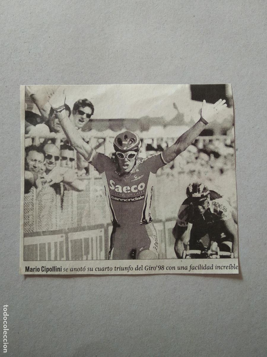 Otros Art&iacute;culos de Coleccionismo en Papel: ANTIGUO RECORTE DIARIO PERIODICO MARIO CIPOLLINI CICLISMO MIDE 10,2CM X 9CM