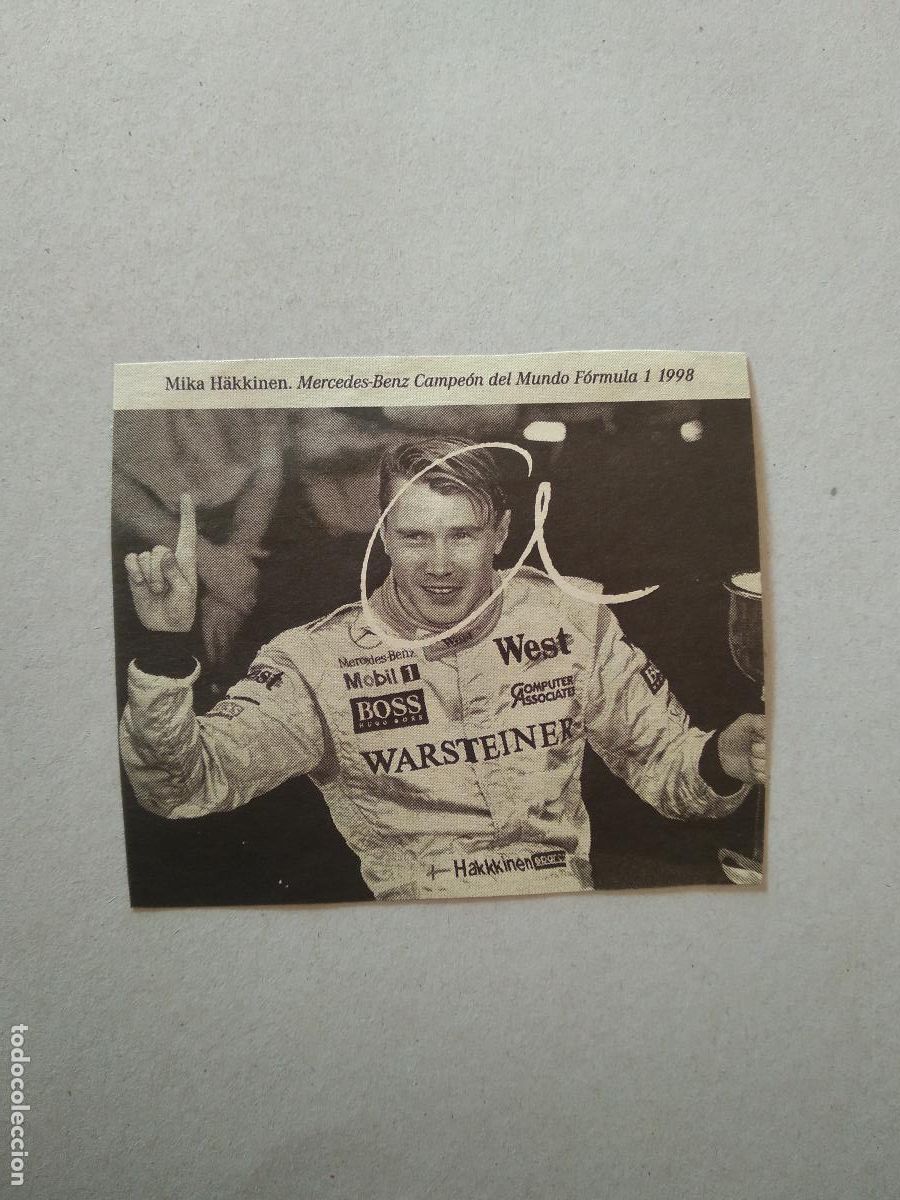 Otros Art&iacute;culos de Coleccionismo en Papel: ANTIGUO RECORTE DIARIO PERIODICO MIKA HAKKINEN FORMULA 1 F1 CAMPEON 1998 MIDE 8,9CM X 7,5CM