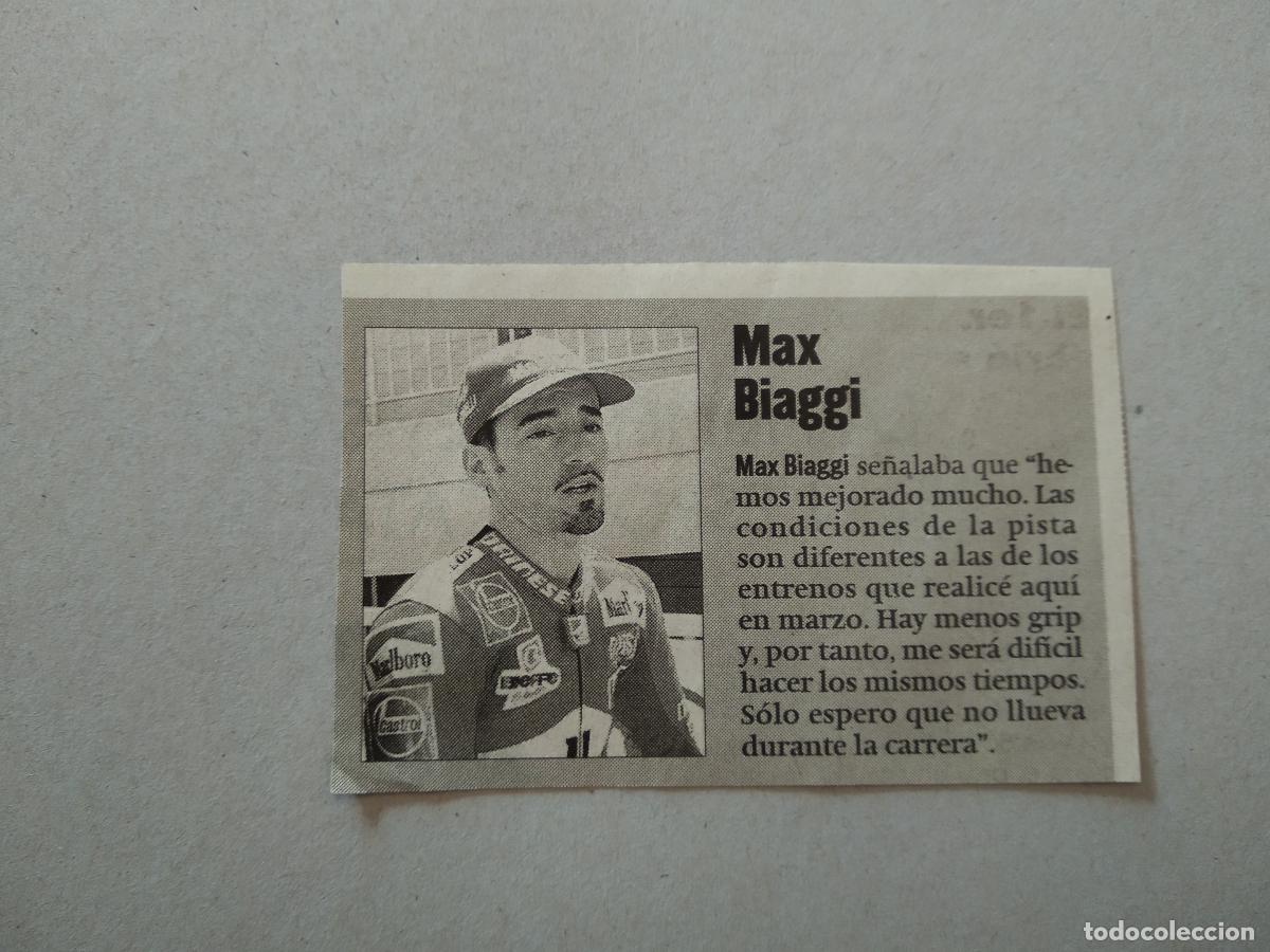 Outros artigos de papel: ANTIGUO RECORTE DIARIO PERIODICO MAX BIAGGI MOTOCICLISMO MIDE 6,4CM X 9,6CM