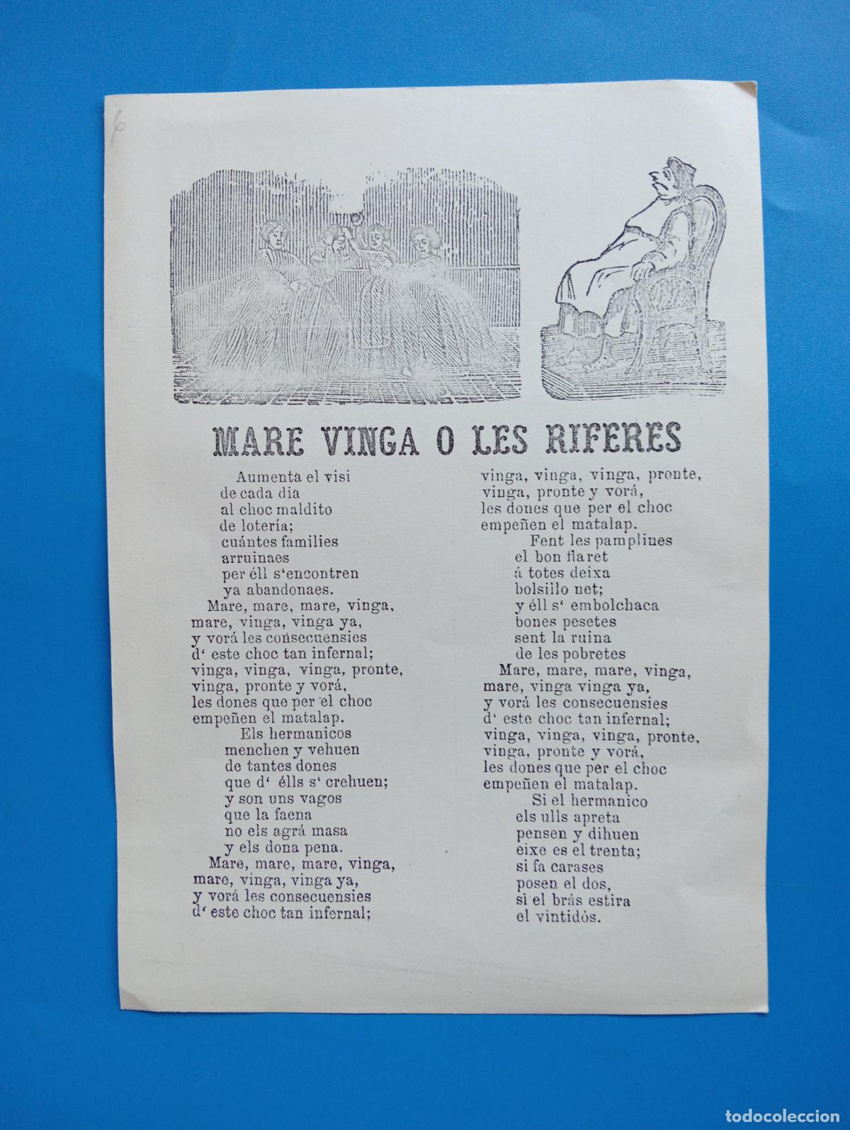 Paper Collecting Others: MARE VINGA O LES REFERES. JUAN OLIVARES. FACSIMIL.