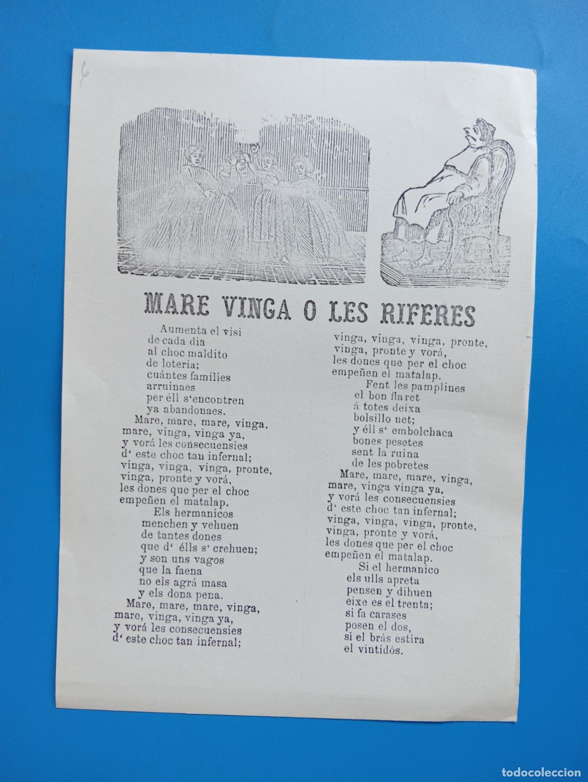 Paper Collecting Others: MARE VINGA O LES REFERES. JUAN OLIVARES. FACSIMIL.