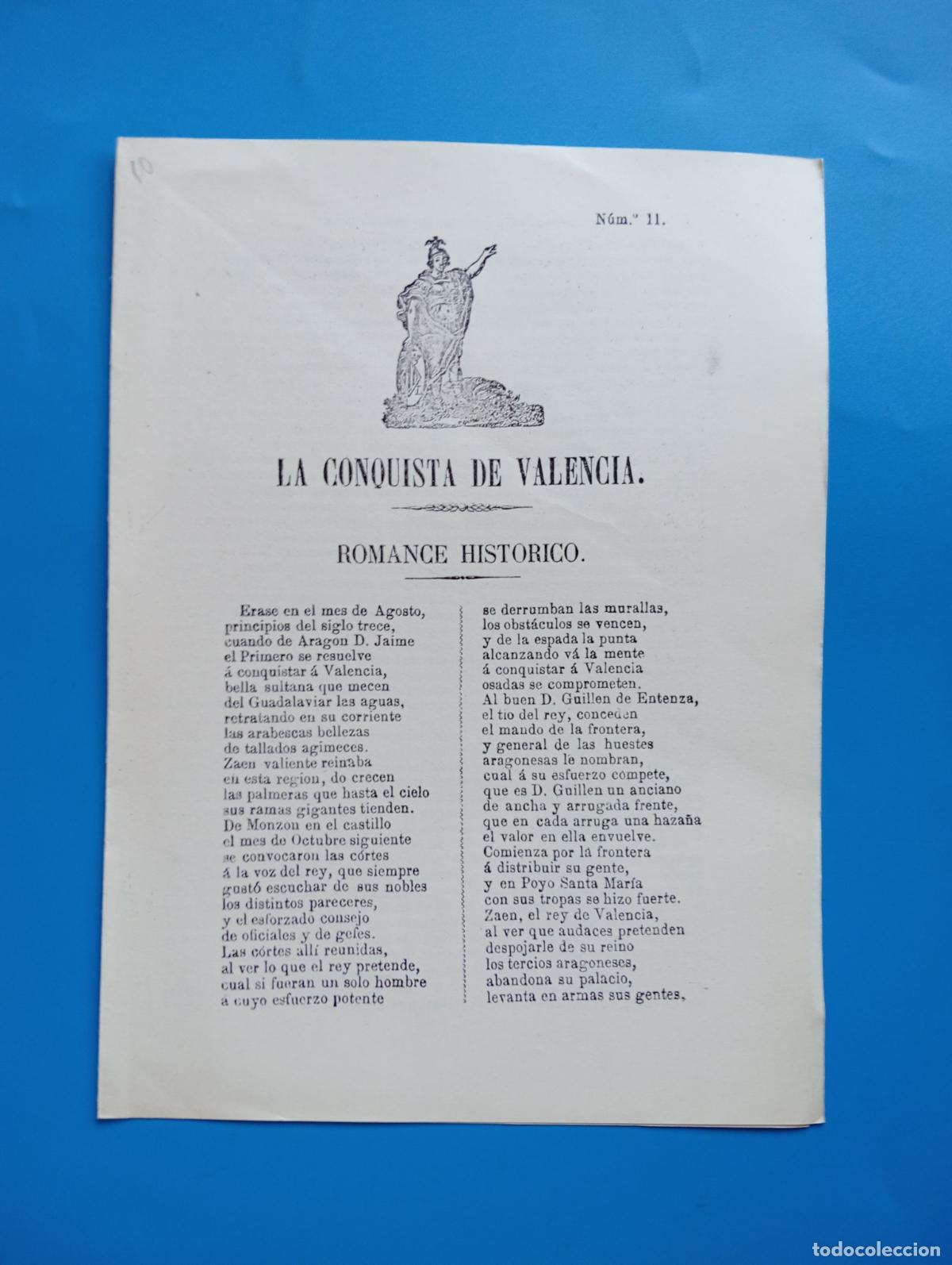 Paper Collecting Others: LA CONQUISTA DE VALENCIA. ROMANCE HISTORICO. N&ordm; 11. BIBLIOTECA DE LA ILUSTRACION POPULRAR. FACSIMIL.
