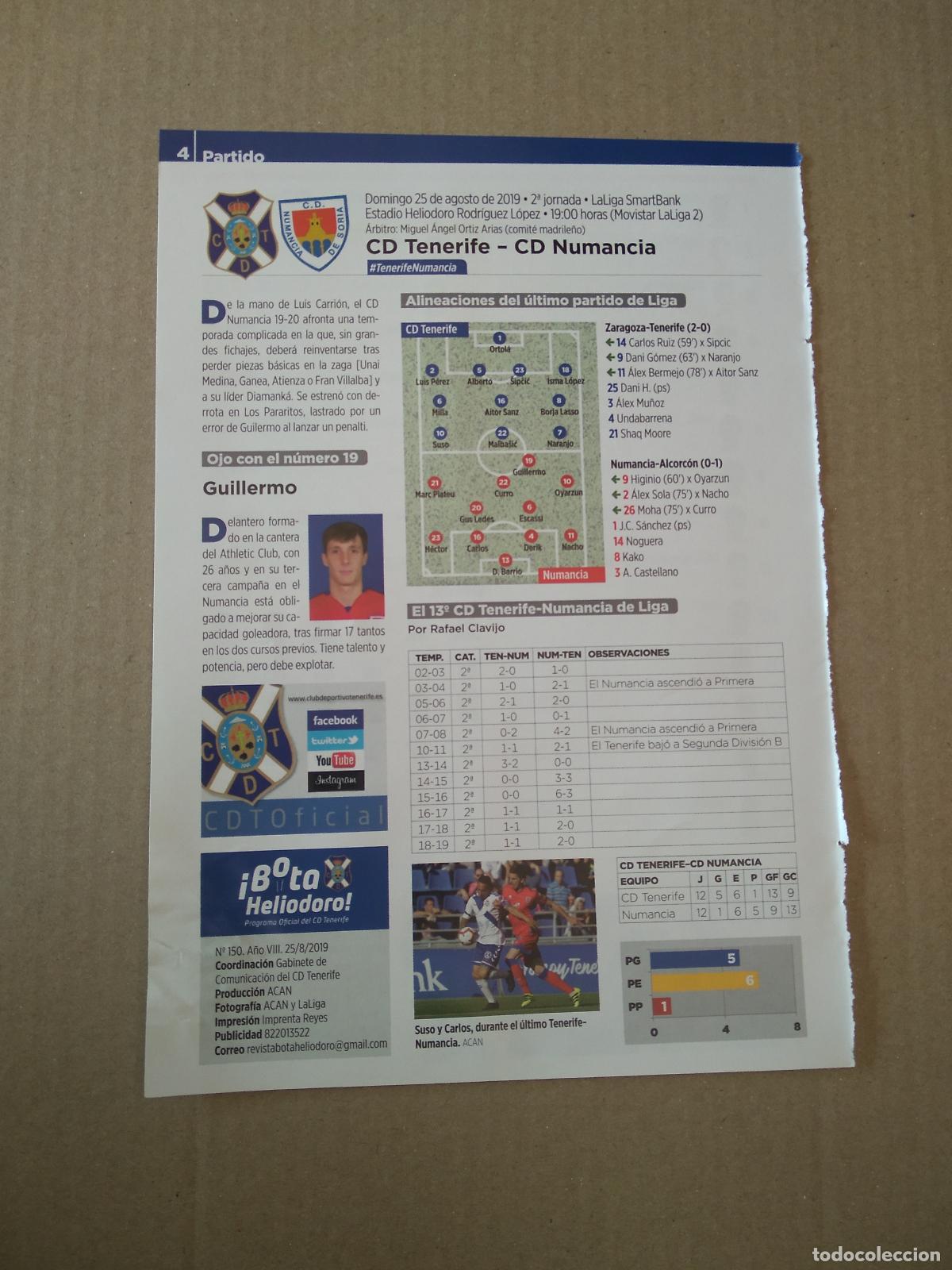 Otros Art&iacute;culos de Coleccionismo en Papel: HOJA REVISTA TENERIFE EQUIPO PLANTILLA NUMANCIA