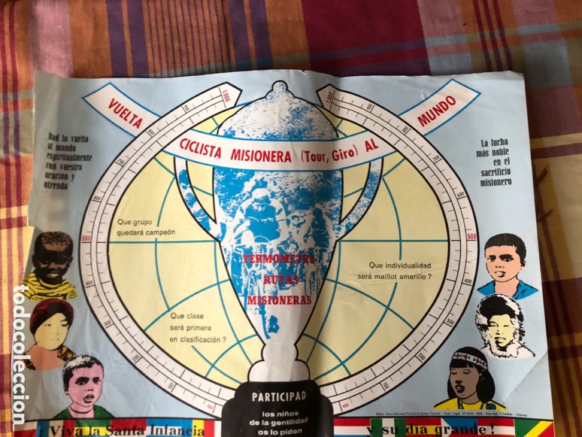 Otros Art&iacute;culos de Coleccionismo en Papel: Vuelta ciclista misionera (tour, Giro) al mundo. Tablero de papel