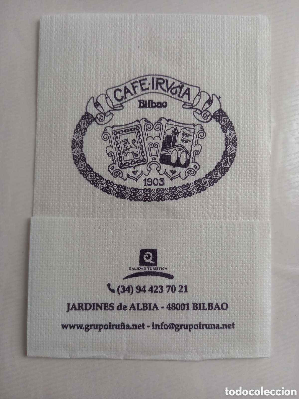 Otros art&iacute;culos de coleccionismo en papel: SERVILLETA DE PAPEL - CAF&Eacute; IRU&Ntilde;A (BILBAO, VIZCAYA)