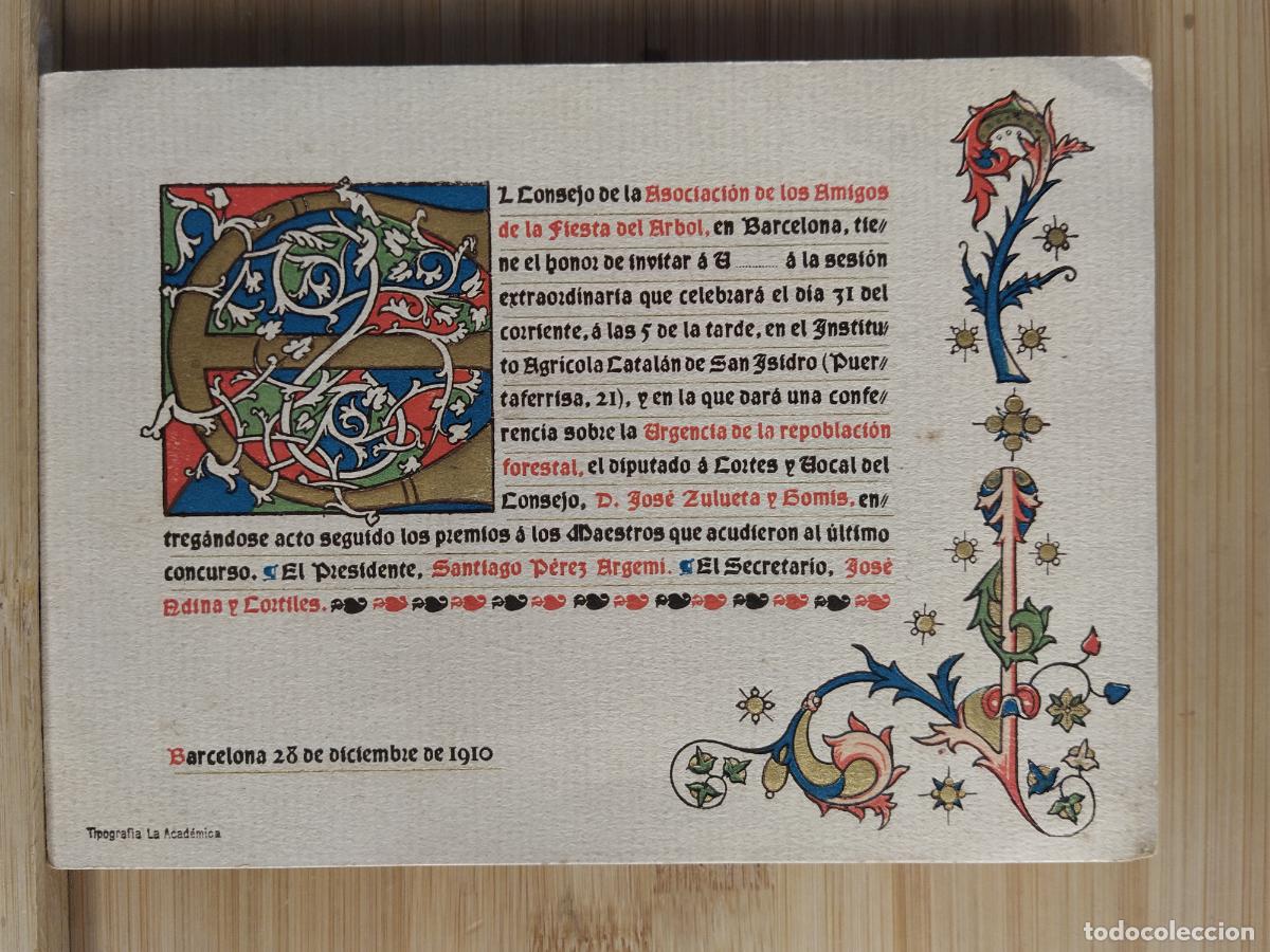 Otros Art&iacute;culos de Coleccionismo en Papel: BARCELONA - ASOCIACION DE LOS AMIGOS DE LA FIESTA DEL ARBOL - A&Ntilde;O 1910 -VER FOTOS-(K-12.927)