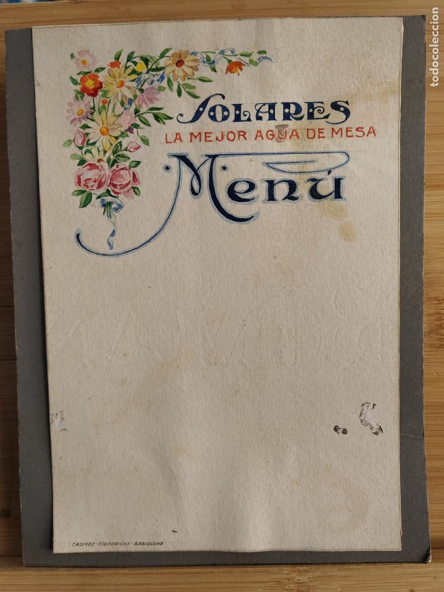 Otros Art&iacute;culos de Coleccionismo en Papel: SOLARES LA MEJOR AGUA DE MESA - MENU ANTIGUO -VER FOTOS-(K-12.948)
