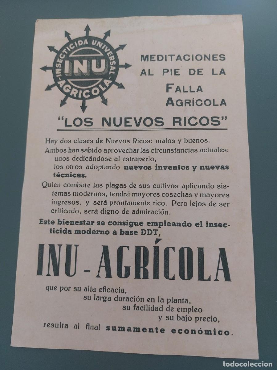 Altri oggetti di carta: Insecticida universal INU - meditaciones al pie de la falla agricola - 1947 - valencia