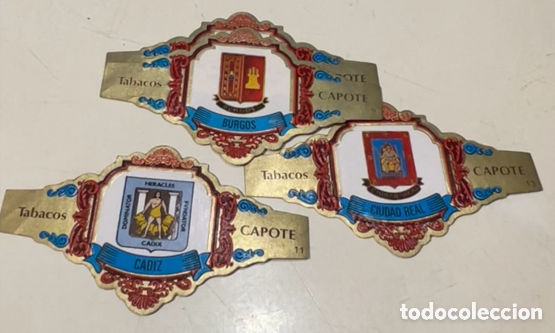 Otros Art&iacute;culos de Coleccionismo en Papel: Vitola. Puros CAPOTE. Escudo de Provincias. A&ntilde;os 70.