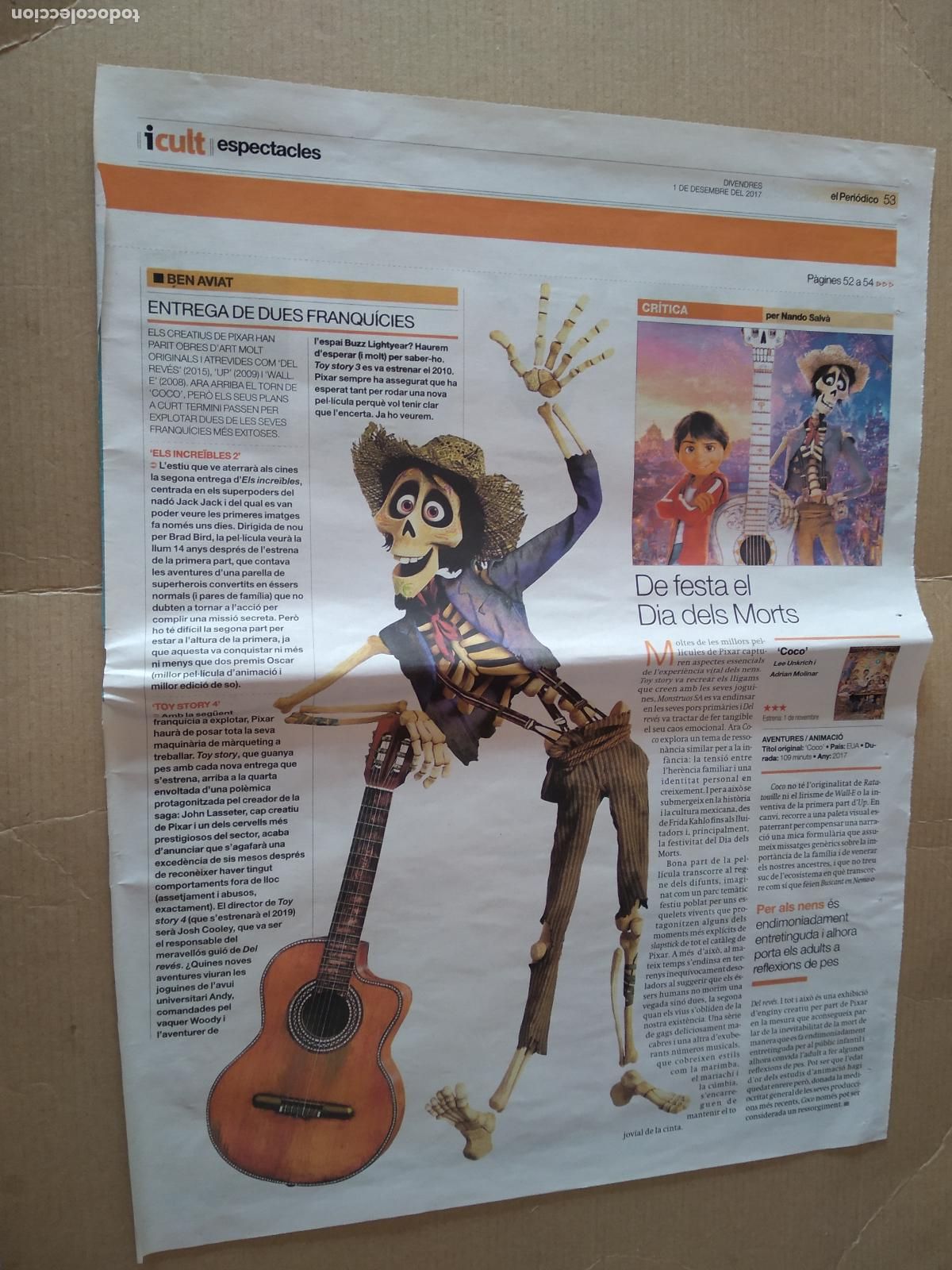 Otros art&iacute;culos de coleccionismo en papel: HOJA DIARIO EL PERIODICO DE FIESTA EL DE LOS MUEROTS COCO TOY STORY ELS INCREIBLES