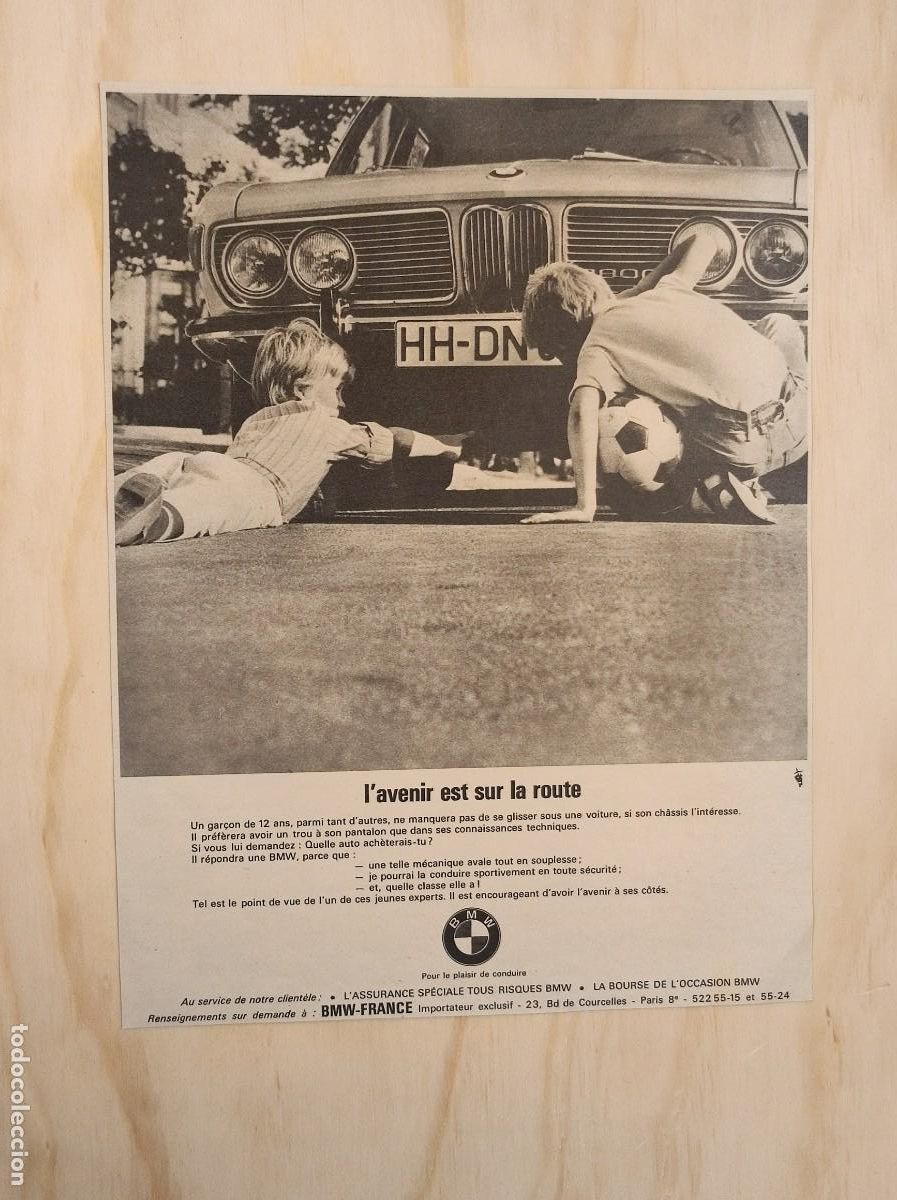 Otros Art&iacute;culos de Coleccionismo en Papel: HOJA PUBLICIDAD REVISTA ORIGINAL VINTAGE. FRANCIA. AUTOMOVIL BMW. NI&Ntilde;OS JUGANDO A FUTBOL