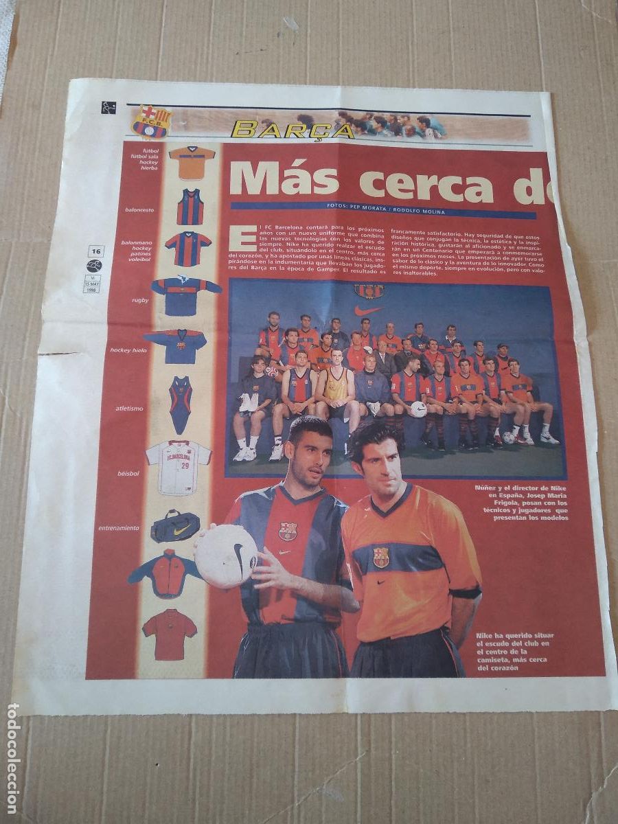 Otros Art&iacute;culos de Coleccionismo en Papel: HOJA DIARIO EQUIPO PLANTILLA PEP GUARDIOLA FIGO BARCELONA PUBLICIDAD TOYOTA