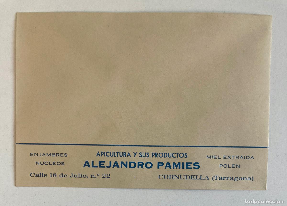 Otros art&iacute;culos de coleccionismo en papel: SOBRE PUBLICIDAD APICULTURA, ALEJANDRO PAMIES - CORNUDELLA