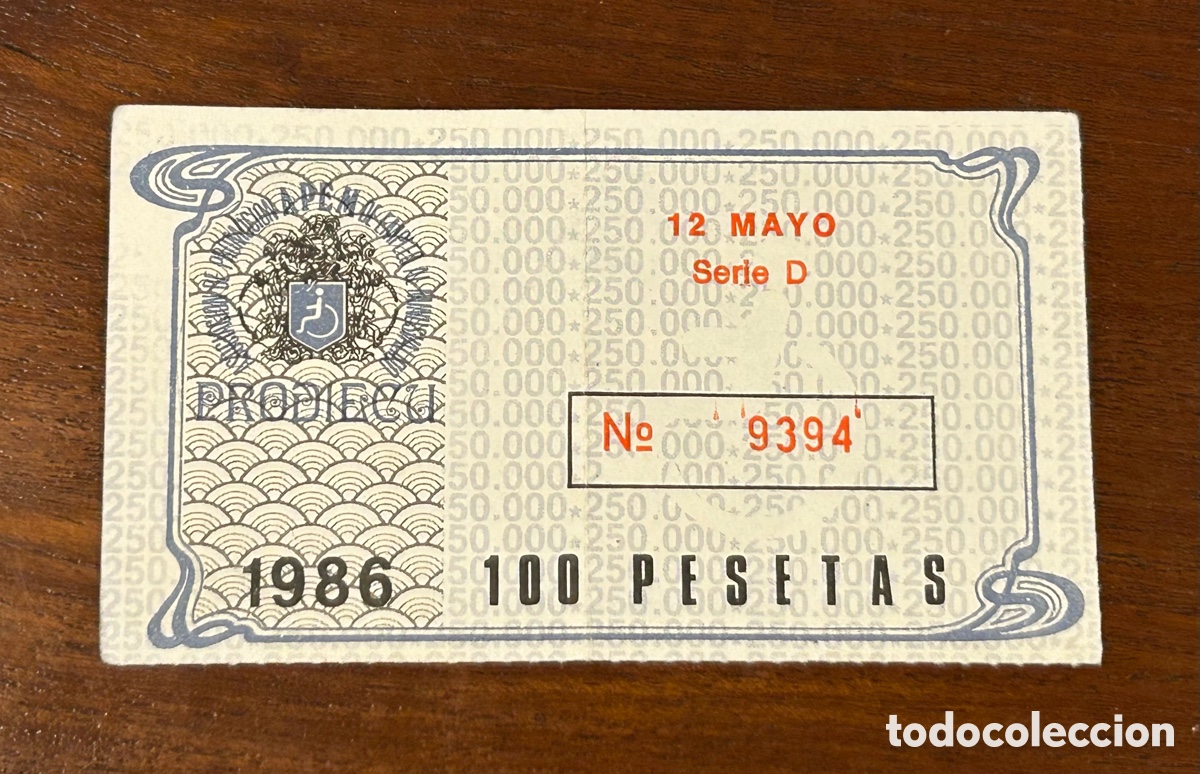 Otros art&iacute;culos de coleccionismo en papel: CUP&Oacute;N PRODIECU. APEM. 1986. 100 PESETAS. DELEGACI&Oacute;N DE BURGOS