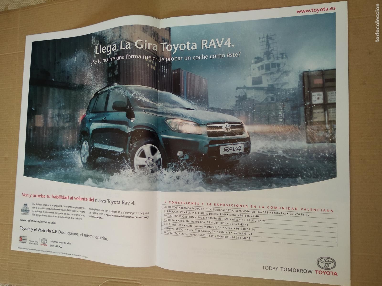 Otros Art&iacute;culos de Coleccionismo en Papel: HOJA REVISTA VALENCIA POSTER PUBLICIDAD TOYOTA COCHE CAMARENA SEGUROS GORRA MUNDIAL SUPER DEPORTE
