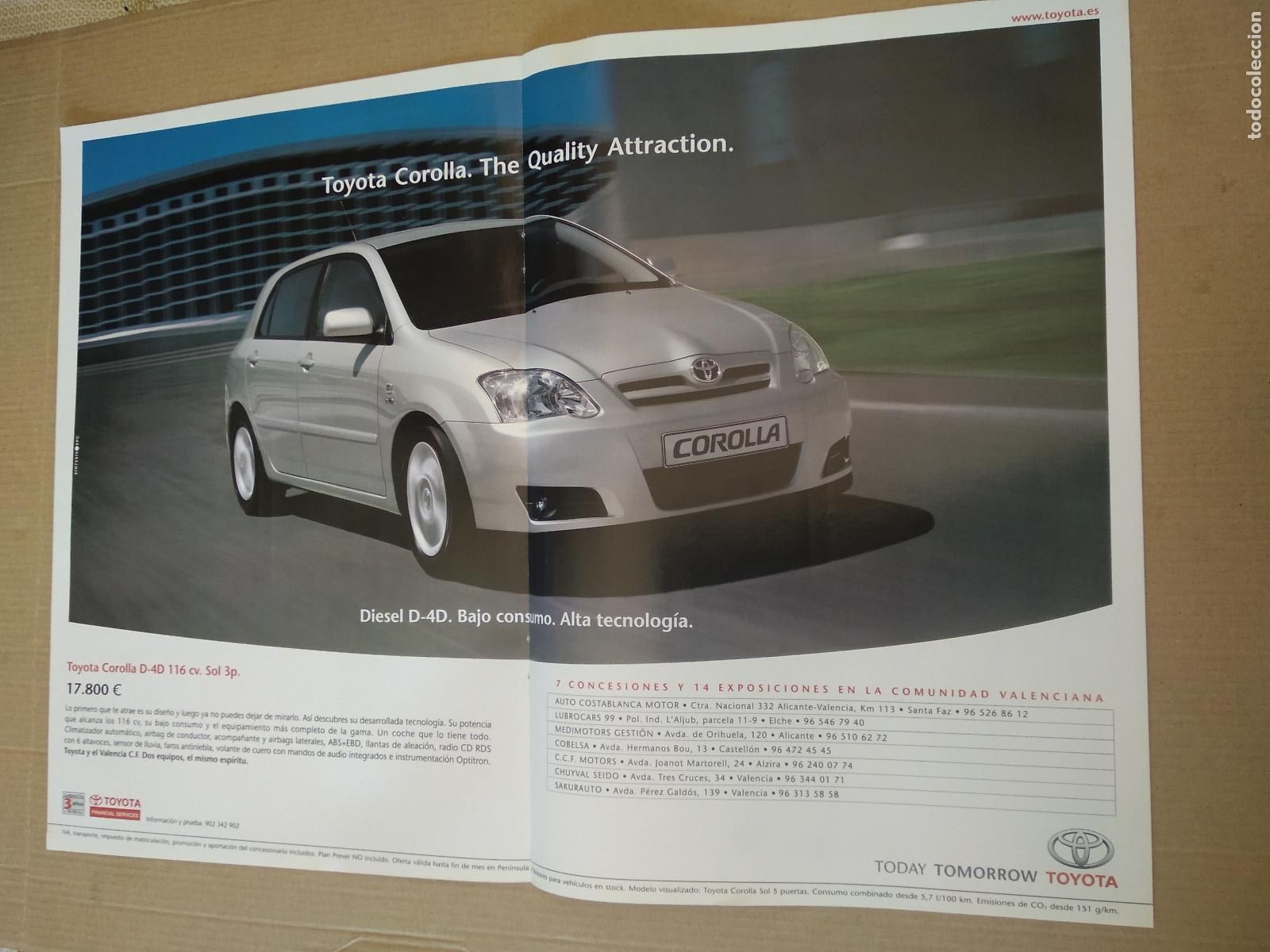 Otros Art&iacute;culos de Coleccionismo en Papel: HOJA REVISTA VALENCIA TIPO POSTER PUBLICIDAD COCHE TOYOTA UTILLEROS PRIMER EQUIPO